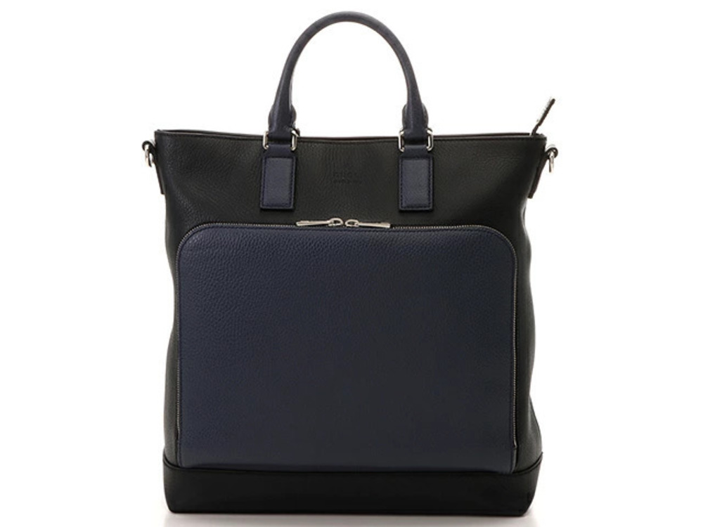 Gucci Cosmopolis Tote Bag Black Navy Blue Leather